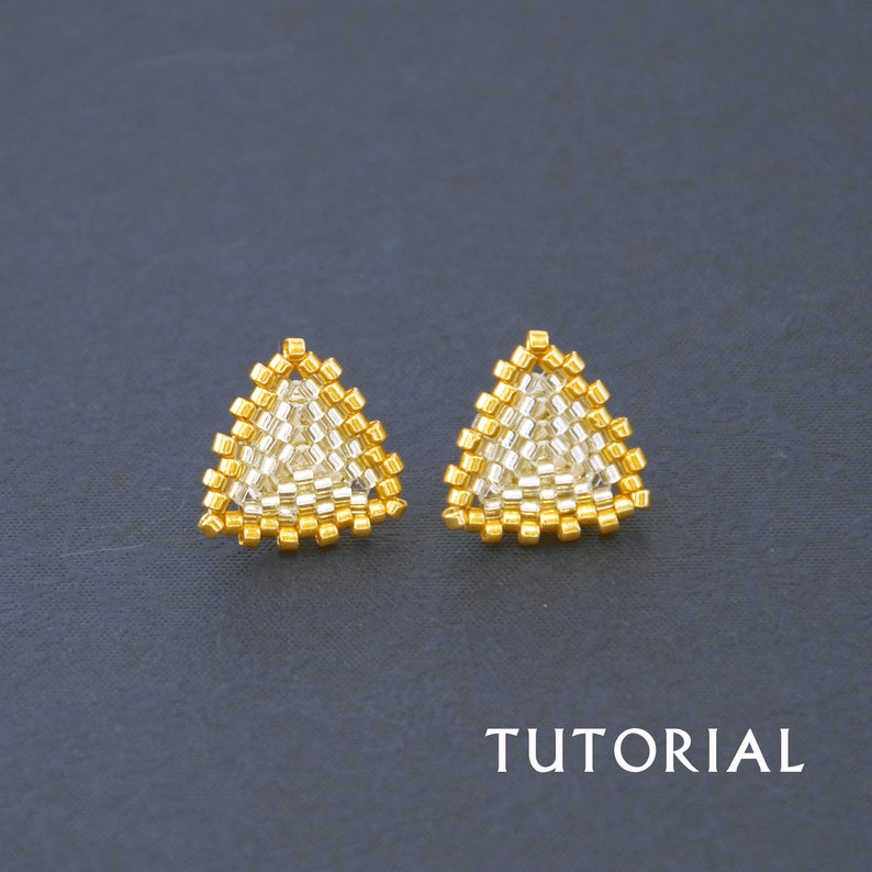 Seed Bead Stud Earring Tutorial Simple Beading Pattern Weaving | Etsy
