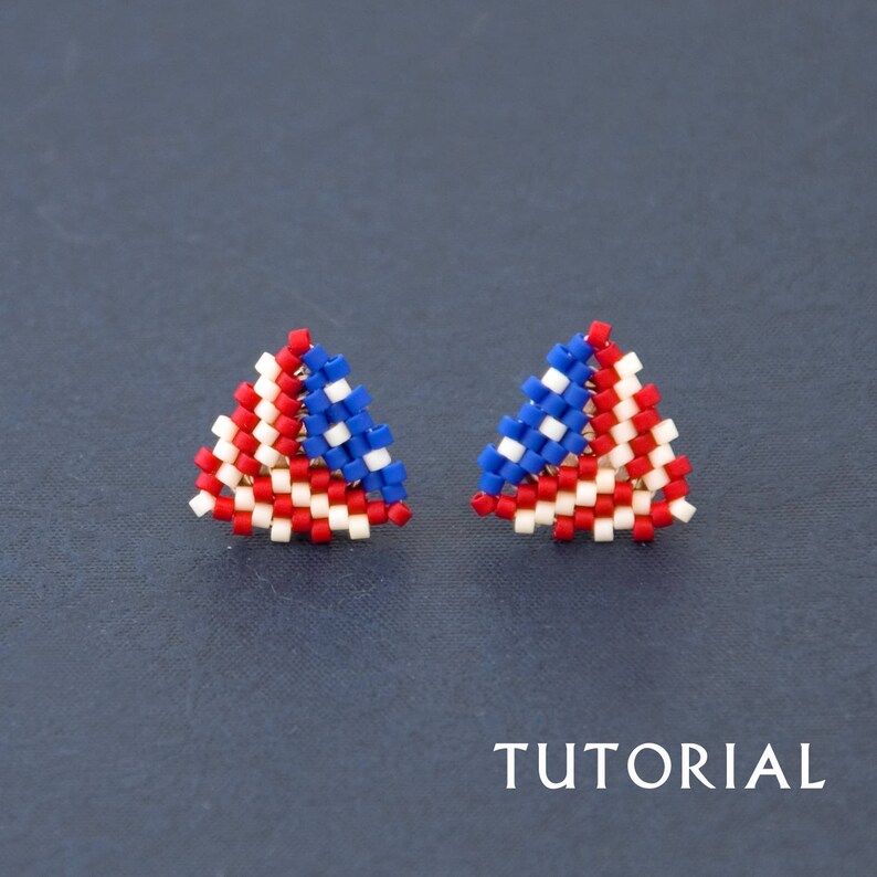 Download Seed Bead Stud Earring Tutorial Simple Beading Pattern Weaving | Etsy