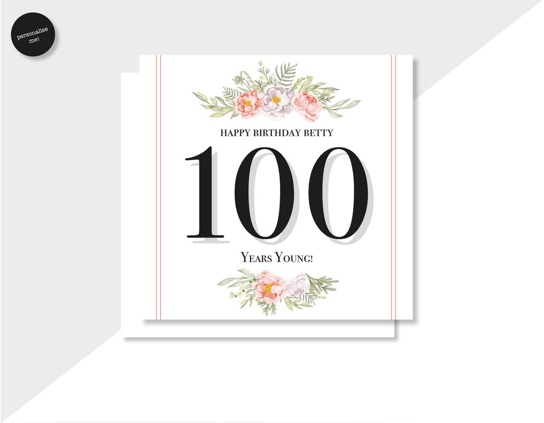 Personalized Floral 100th Birthday Card: Milestone Celebration - Etsy UK