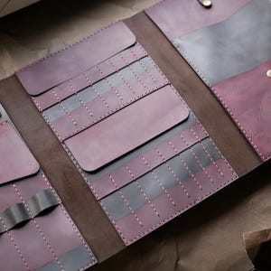 Leather Knitting Needle Case. Handmade Leather Organizer for chrocket hook. Christmas gift.