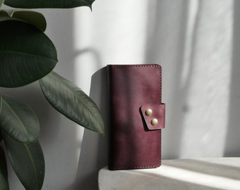 Leather wallet woman, Long wallet leather, Large wallet, Burgundy wallet with zipper, Womens clutch, Personalised wallet, Mother day gift