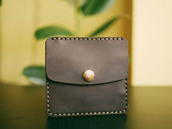 Leather Pocket Wallet Compact Wallet Coin Wallet Mens Leather Card Wallets Small Wallet Card Holder Etsy