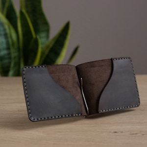 Prendedor de dinheiro de couro, presente para o Dia dos Pais, carteira de couro personalizada, carteira com bolso frontal e prendedor de dinheiro, presente para ele, carteira para presente de aniversário