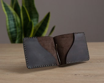 Clip de dinero de cuero, regalo del Día del Padre, billetera de cuero personalizada, billetera de bolsillo frontal con clip de dinero, regalo para él, billetera de regalo de cumpleaños