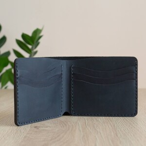 Cartera de cuero para hombre, Cartera fina personalizada, Cartera de cuero personalizada, Billetero para hombre, Cartera negra con ranuras para tarjetas Negro