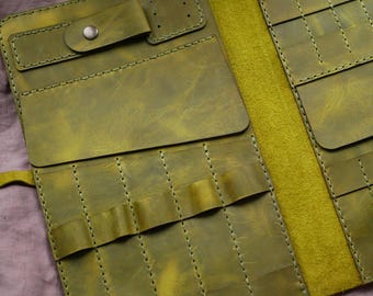 Leather case for knitting needles, Crochets hook case, Knitting Organizer, Circular knitting case, knitting gift, Christmas gift