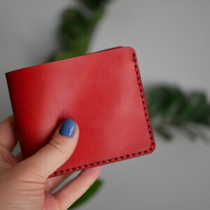 Leather wallet mens, black wallet woman, Personalized thin wallet, leather wallet personalized, coin purse, mens billfold, green wallet Red