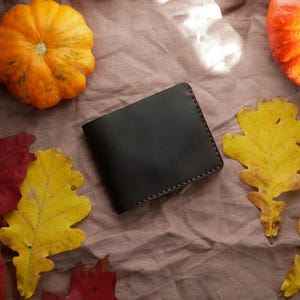 Cartera de cuero plegable, Cartera de cuero personalizada para hombre, Cartera marrón para hombre, Regalo para novio, Regalo de cuero para esposo imagen 1