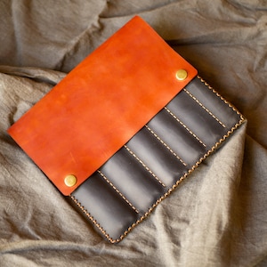 Custodia in pelle per aghi intercambiabili, regalo per uncinetto, regalo per la mamma, custodia in pelle pieghevole, contenitore per set di aghi intercambiabili
