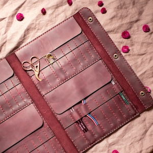 Leather case for interchangeable knitting needles, Leather knitting organizer, Crochet case,  Interchangeable needle case, Mothers Day gift