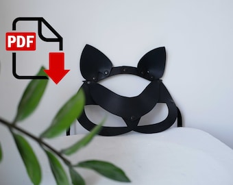 Leder Katzen Maske Schnittmuster, Katzen Maske Schnittmuster, Leder Schnittmuster, PDF Schnittmuster, Halloween Schnittmuster Maske, Ledermaske Schnittmuster
