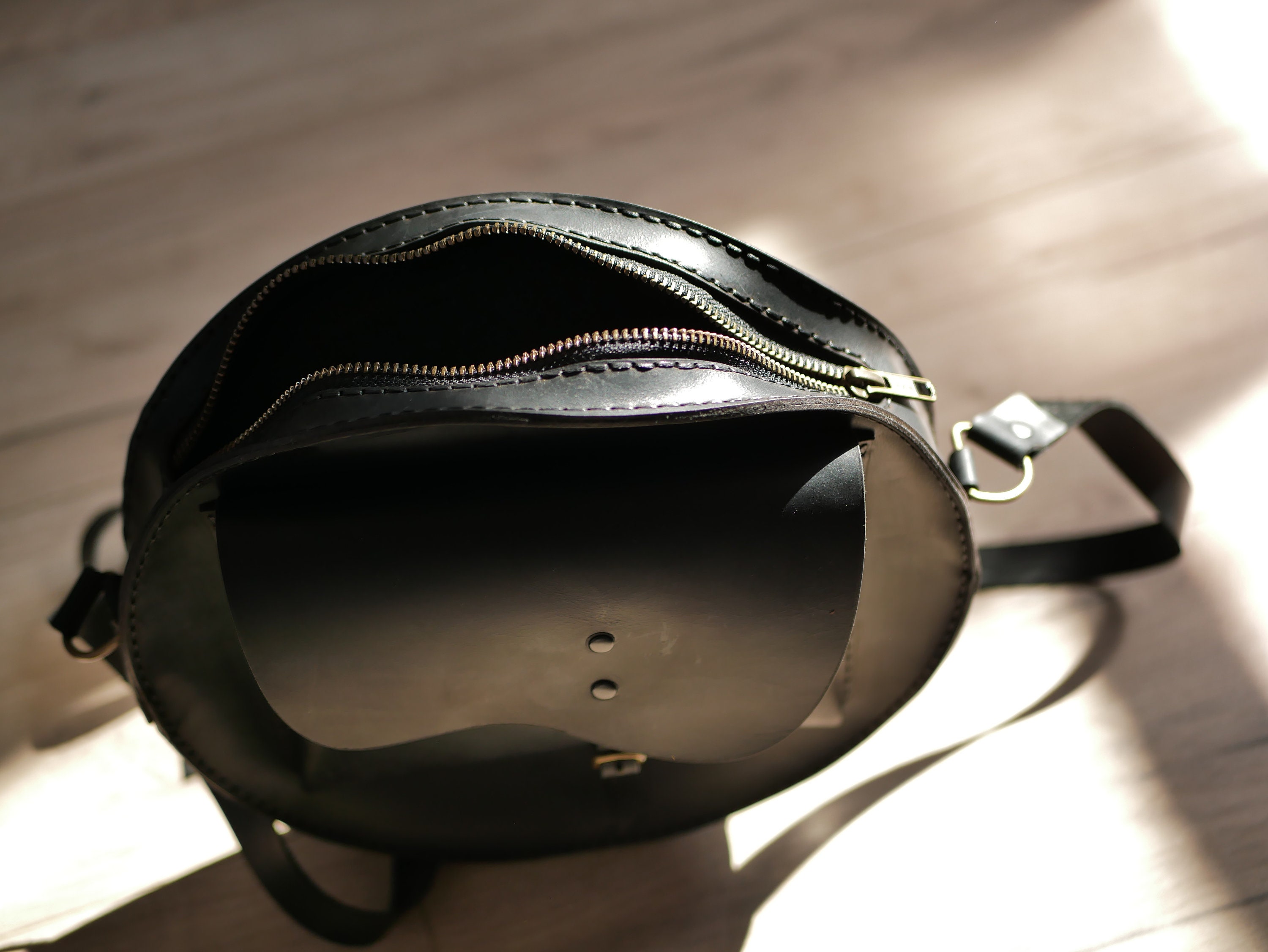 Black Leather Bag Womens Leather Round Bag Leather Shoulder - Etsy