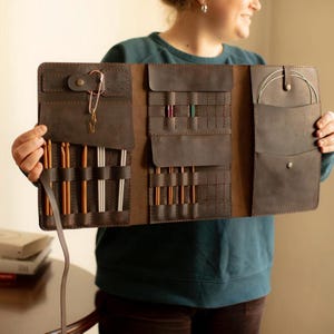 Stricknadel Etui aus Leder: Rundstricknadel Etui, Häkelnadel Etui