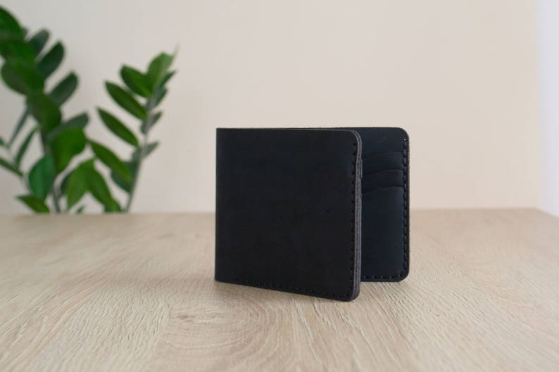 Leather wallet mens, black wallet woman, Personalized thin wallet, leather wallet personalized, coin purse, mens billfold, green wallet image 2