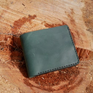Cartera de cuero para hombre, Cartera fina personalizada, Cartera de cuero personalizada, Billetero para hombre, Cartera negra con ranuras para tarjetas Dark green