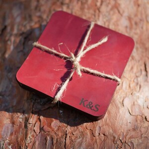 Leather coaster set, Leather Coasters, Drink Coasters, square Coaster, Housewarming Gift, Monogrammed Leather Coaster Set, Host Gift
