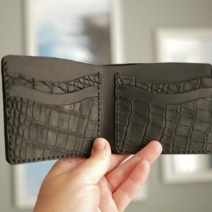 Cartera de cuero para hombre, Cartera fina personalizada, Cartera de cuero personalizada, Billetero para hombre, Cartera negra con ranuras para tarjetas BlackCroco