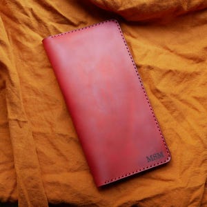 Cartera de viaje de cuero, Cartera larga de cuero personalizada, Cuero porta pasaporte, Regalos para viajero, Porta documentos