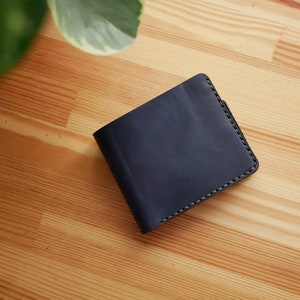 Cartera de piel, Cartera de piel roja, Cartera fina personalizada, Cartera pequeña, Cartera plegable, Cartera pequeña mujer Dark blue