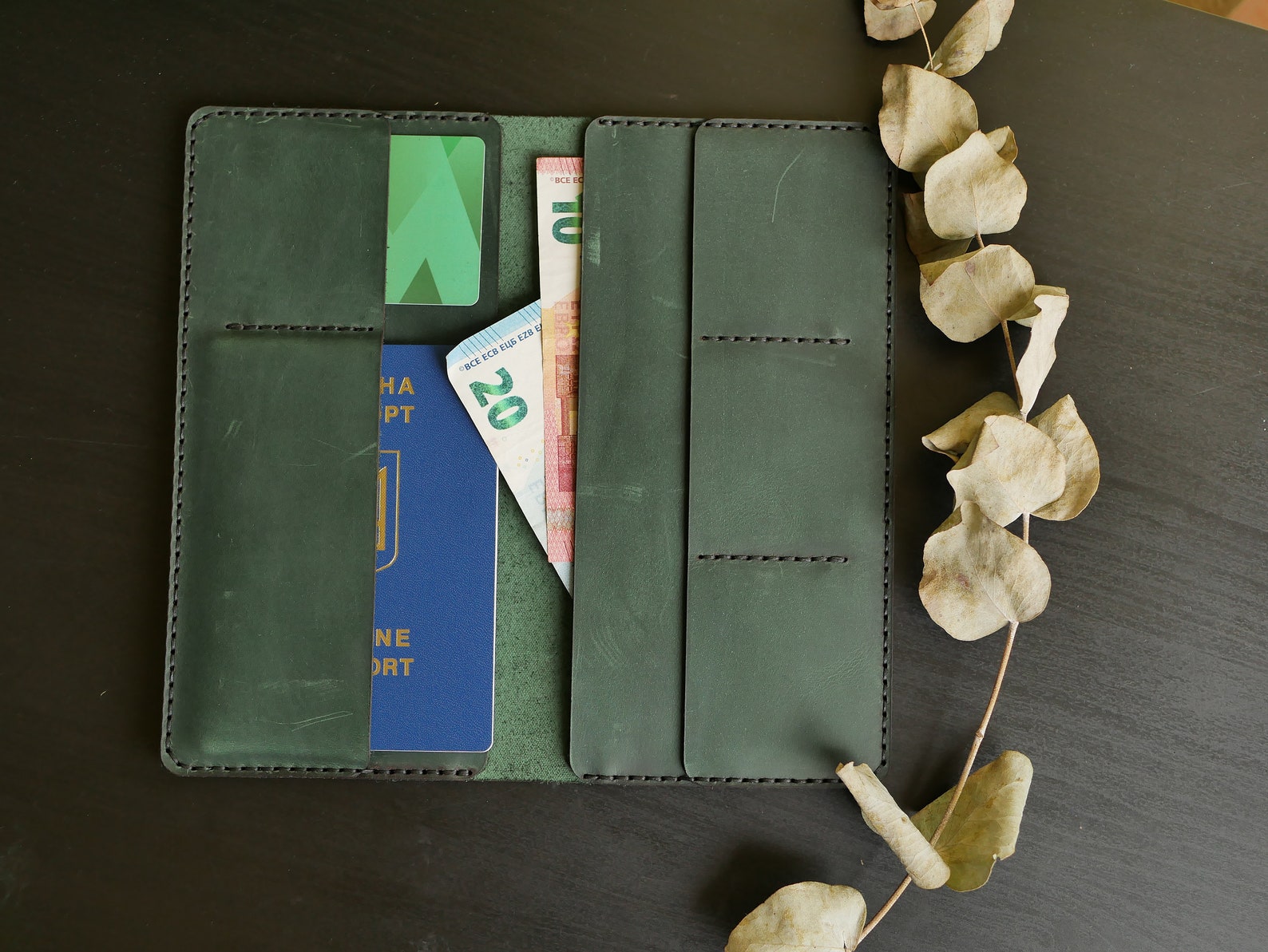 Leather travel wallet Personalized leather long wallet Etsy