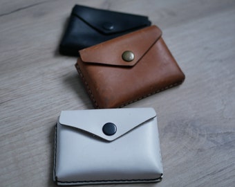 Leather card holder, Compact wallet coin purse, mens leather card wallets, thin card holder, Gifts for Boyfriend