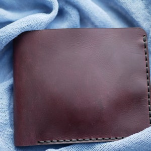 Cartera de cuero para hombre, Cartera fina personalizada, Cartera de cuero personalizada, Billetero para hombre, Cartera negra con ranuras para tarjetas Burgundy