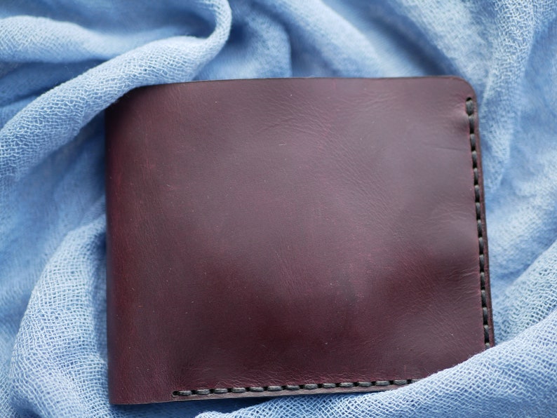 Cartera de cuero para hombre, Cartera fina personalizada, Cartera de cuero personalizada, Billetero para hombre, Cartera negra con ranuras para tarjetas Burgundy