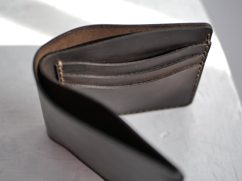Cartera de cuero para hombre, Cartera fina personalizada, Cartera de cuero personalizada, Billetero para hombre, Cartera negra con ranuras para tarjetas imagen 5