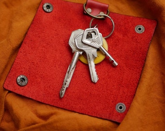 Personalisierter Schlüsselbeutel aus Leder, Schlüsselhalter aus Leder, Housewarminggeschenk, Handgefertigter Schlüsselanhänger aus Leder, Jubiläumsgeschenk aus Leder, Gastgeschenk