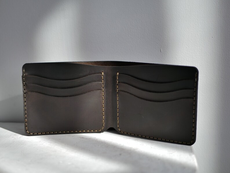 Cartera de cuero para hombre, Cartera fina personalizada, Cartera de cuero personalizada, Billetero para hombre, Cartera negra con ranuras para tarjetas Marrón