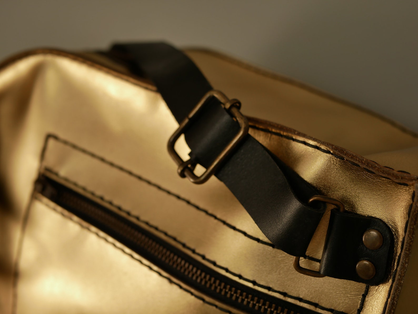 Leather College Backpack for Women Gold Leather Backpack Etsy