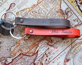 Personalized Leather Keychain: Monogrammed Key Fob