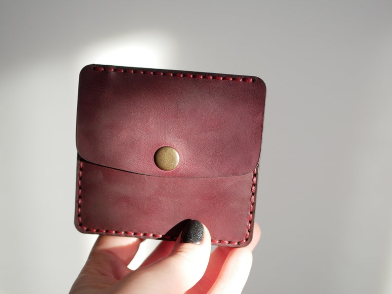 Leather pocket wallet, personalized compact wallet, minimalist wallet, mens leather card wallets, mans gift, small wallet, card holder image 6
