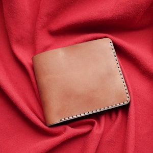 Cartera de piel, Cartera de piel roja, Cartera fina personalizada, Cartera pequeña, Cartera plegable, Cartera pequeña mujer Light brown