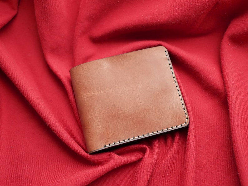 Cartera de piel, Cartera de piel roja, Cartera fina personalizada, Cartera pequeña, Cartera plegable, Cartera pequeña mujer Light brown