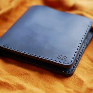 Cartera de cuero para hombre, Cartera fina personalizada, Cartera de cuero personalizada, Billetero para hombre, Cartera negra con ranuras para tarjetas Dark blue