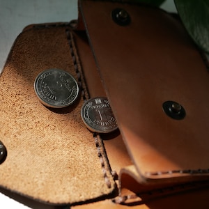 Cartera de cuero plegable, Cartera de cuero personalizada para hombre, Cartera marrón para hombre, Regalo para novio, Regalo de cuero para esposo Light brown