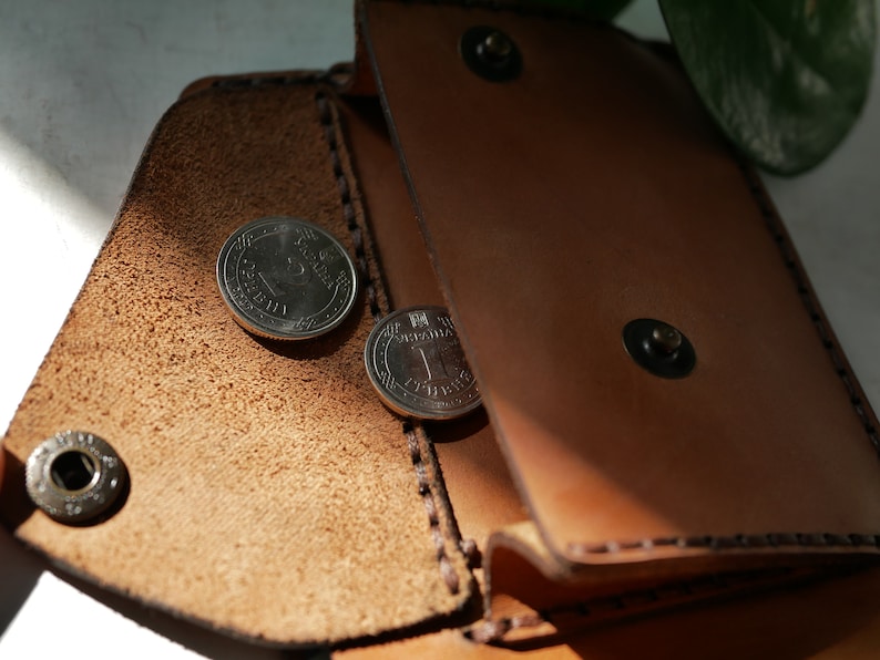 Cartera de cuero plegable, Cartera de cuero personalizada para hombre, Cartera marrón para hombre, Regalo para novio, Regalo de cuero para esposo Light brown