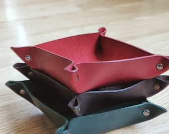 Leather tray, housewarming gift, Office tray, leather bowl, leather organizer, Leather Coin Tray Holder, desk organizer, gift for him