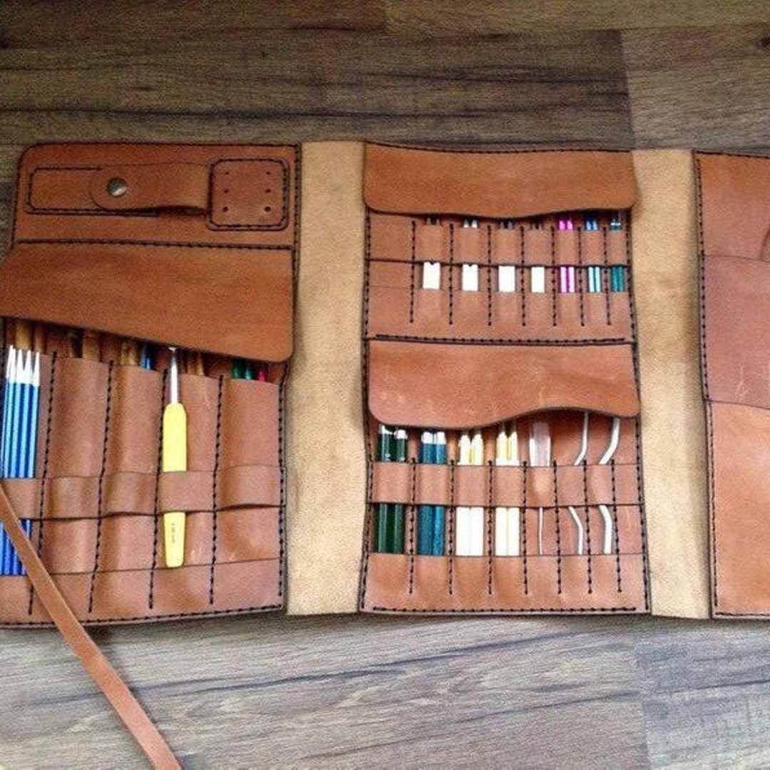 Genuine Leather interchangeable knitting needle Organizer - Shop Anger  Refuge Knitting, Embroidery, Felted Wool & Sewing - Pinkoi