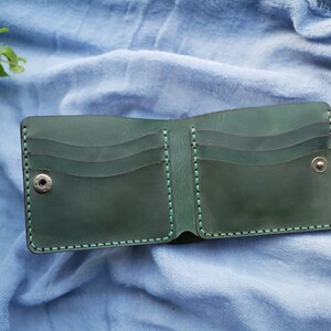 Cartera de piel, Cartera de piel roja, Cartera fina personalizada, Cartera pequeña, Cartera plegable, Cartera pequeña mujer Verde