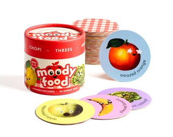 Moody Food - A New Twist Classic Card Games Set of 6 Games for Family Game Nights with Toddlers & Kids 2+ Players Easy Medium Hard