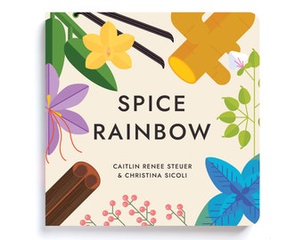 Spice Rainbow Board Book Poems About Color & Food Facts for Early Reader Babies 0-12M Toddlers 1-4 Preschool Teacher Must Have