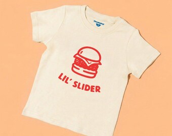 Lil Slider Hamburger BBQ Toddler T-Shirt 100% Cotton Beige