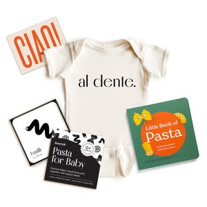 Pasta Baby Gift Box Gender Neutral Baby Shower Gift Pregnancy Announcement New Parent Unique Italian Foodie Present Sensory Toys image 1