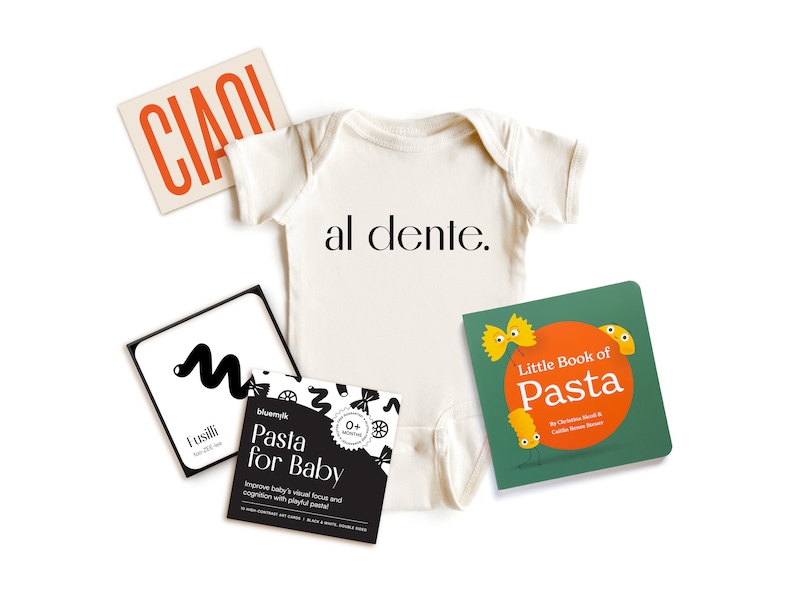 Pasta Baby Gift Box Gender Neutral Baby Shower Gift Pregnancy Announcement New Parent Unique Italian Foodie Present Sensory Toys image 1