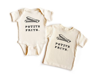 Petite Frite | French Fries, Small Fry Cute Foodie Baby Shower Gift, Infant & Toddler Bodysuit Jumper Kid TShirt, Youth, Fast Food