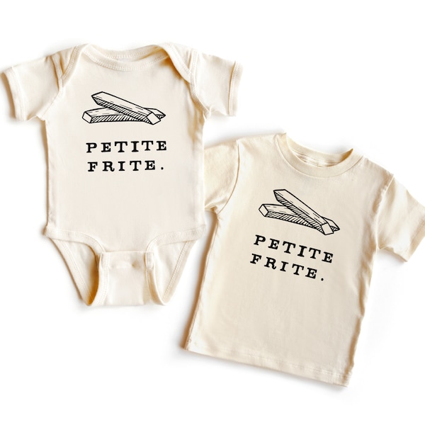 Petite Frite | French Fries, Small Fry Cute Foodie Baby Shower Gift, Infant & Toddler Bodysuit Jumper Kid TShirt, Youth, Fast Food