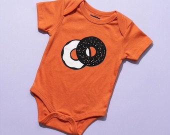 Everything Bagel / Sprinkle Donut Baby Bodysuit Orange