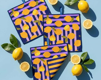 Baby & Kid Reusable Clean-Up Cloths Lemon Citrus 12x12 3-Pack